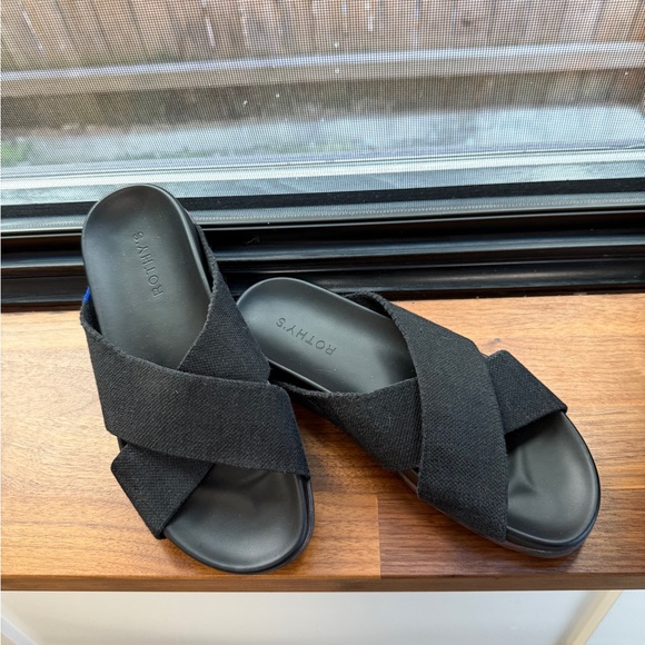 Rothy's The Weekend Slide Sandals in Black - Picture 3 of 3